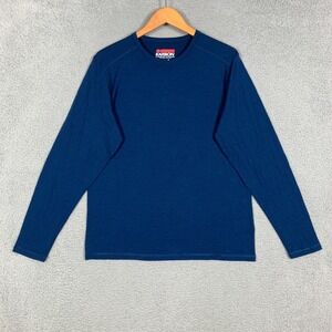 Karbon 100% Merino Wool Shirt Mens Large Navy Long Sleeve Lightweight Base Layer